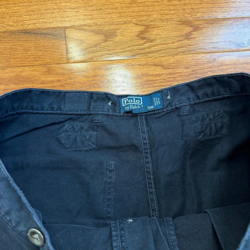 Vintage Polo Ralph Lauren Chino Shorts Mens 36 Navy Buckle Back Military Utility
